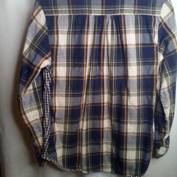 Lee Riders Button Up Shirt M Women Long Sleeve Plaid Blue Green - Picture 16 of 16